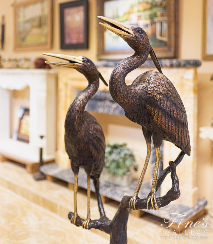 Bronze Fountains  - Bronze Heron Pair Fountain - BF-919